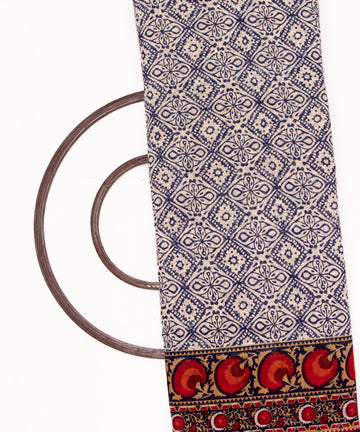 Off White Colour Traditional Print Modal Chanderi Fabric